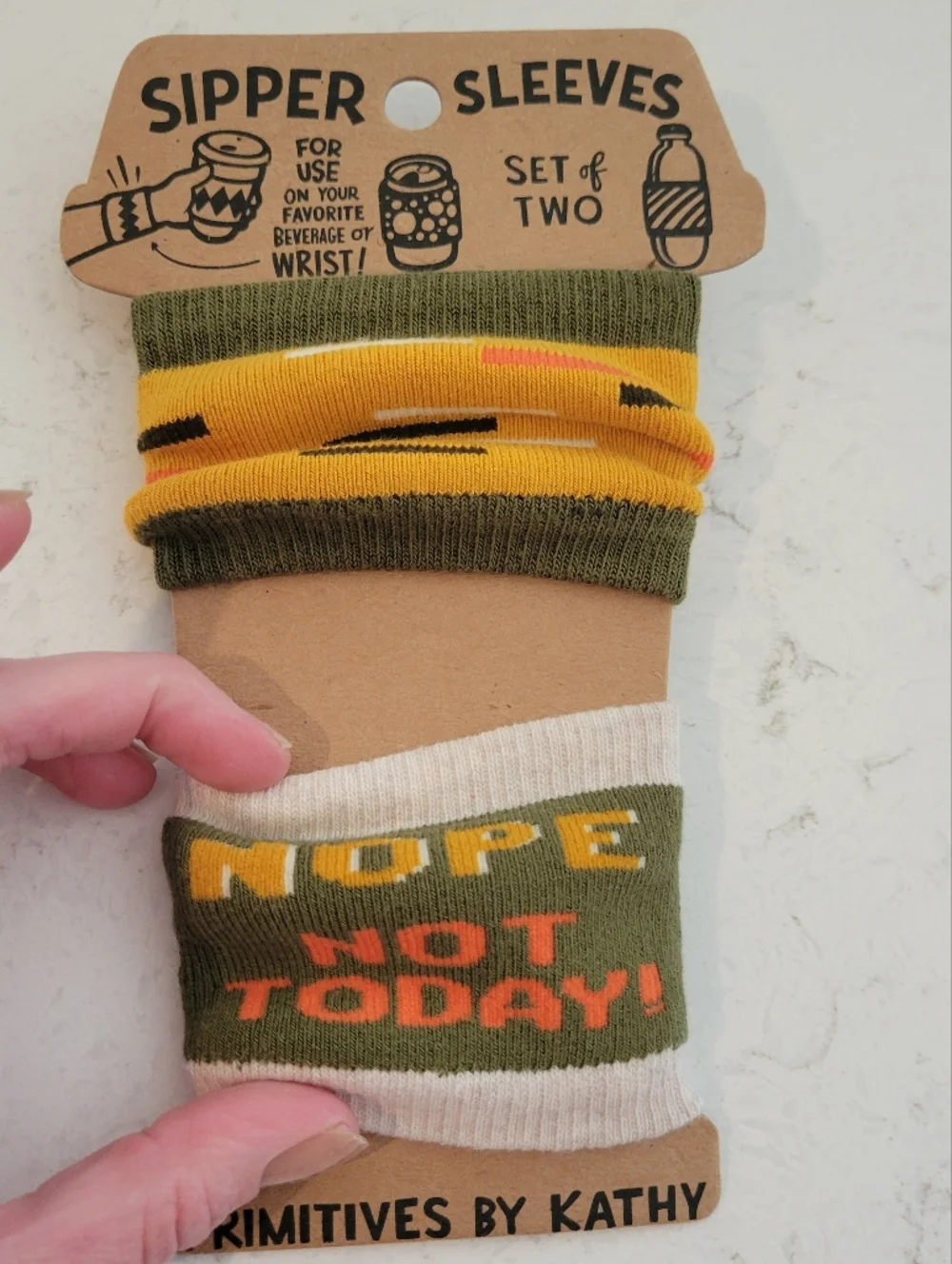 Primitives by Kathy Nope Not Today Knit Sipper Sleeves Can Coozie Set Of 2 New